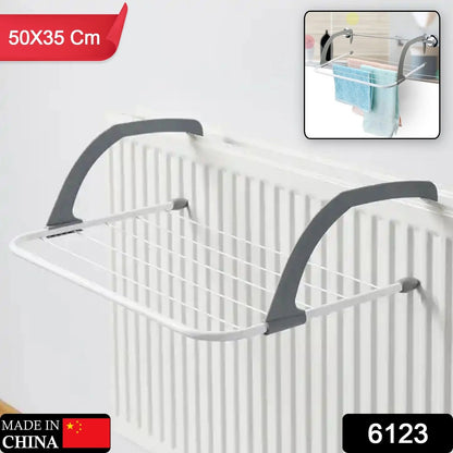 Metal Steel Folding Drying Rack for Clothes Balcony Laundry Hanger for Small Clothes Drying Hanger Metal Clothes Drying Stand, Socks and Plant Storage Holder Outdoor / Indoor Clothes-Towel Drying Rack Hanging on The Door Bathroom (50x35 Cm)