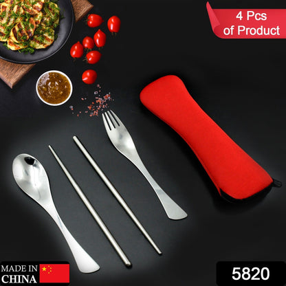 Picnic Dinner Spoon Fork Chopsticks Cutlery Tablewares Set  Traveling Spoon Set High Quality Cutlery Set (4 PC / 1 Set )