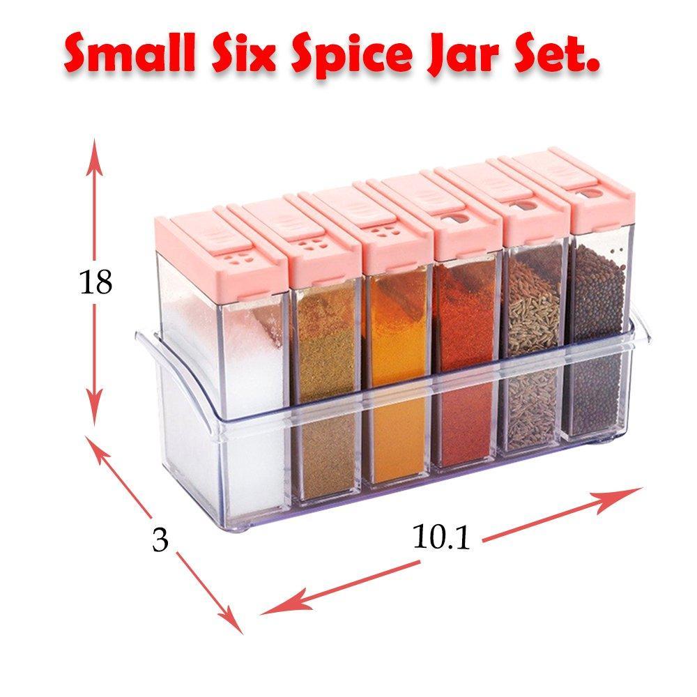 122 Plastic Spice Jars (6 pcs, 14x22x8cm, Multicolour) 