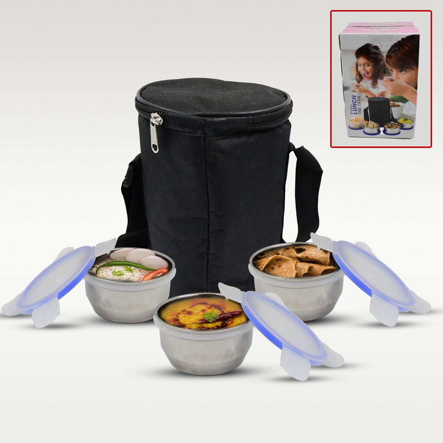 AIRTIGHT & LEAK PROOF STAINLESS STEEL CONTAINER MULTI COMPARTMENT LUNCH BOX CARRY TO ALL TYPE LUNCH IN LUNCH BOX & PREMIUM QUALITY LUNCH BOX IDEAL FOR OFFICE , SCHOOL KIDS & TRAVELLING IDEAL (3 Different Lunch Box)