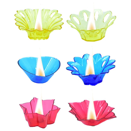 Plastic Candle Cup with Multi Shape Diwali Diya Cup (Multicolor) (12 Pcs Set)