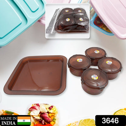 Elegance Tray, Plastic Airtight 4 Pieces Storage Container and 1 Piece Serving Tray with Lids