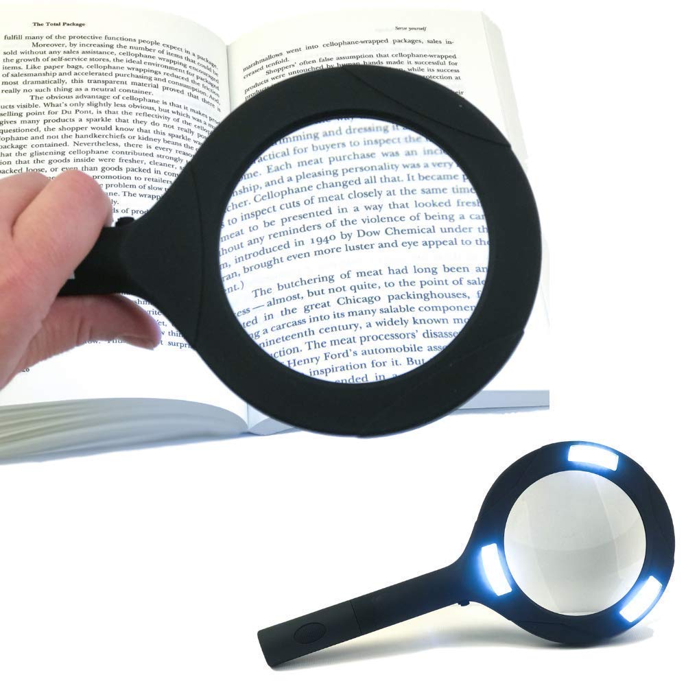 1573 Magnifying Glass with 3 Led Light 3X Power and Rubberized Handle 