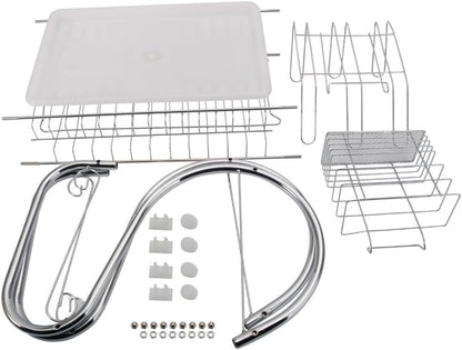 STAINLESS STEEL RECTANGLE DISH DRAINER RACK / BASKET WITH DRIP TRAY