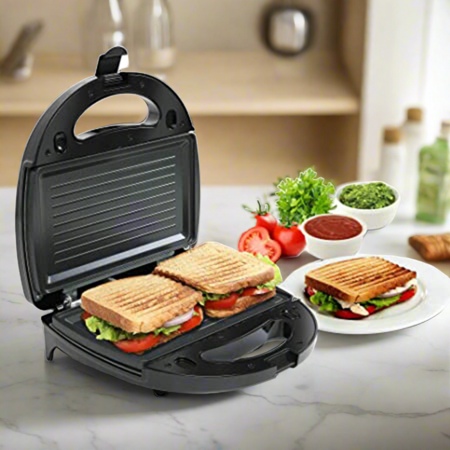 Sandwich Maker Makes Sandwich Non-Stick Plates| Easy to Use with Indicator Lights Sandwich toaster