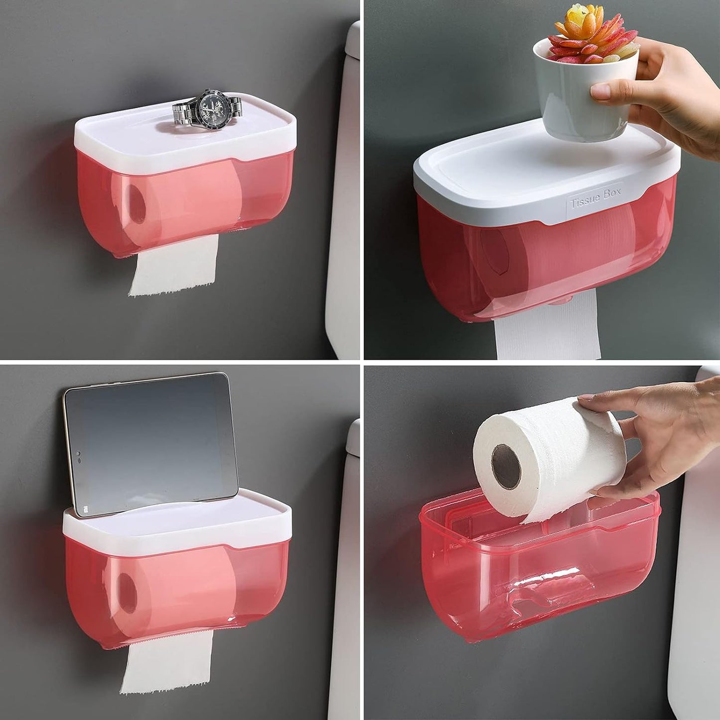 2-in-1 Bathroom Tissue Dispenser & Phone Holder (Self-Adhesive, Waterproof)