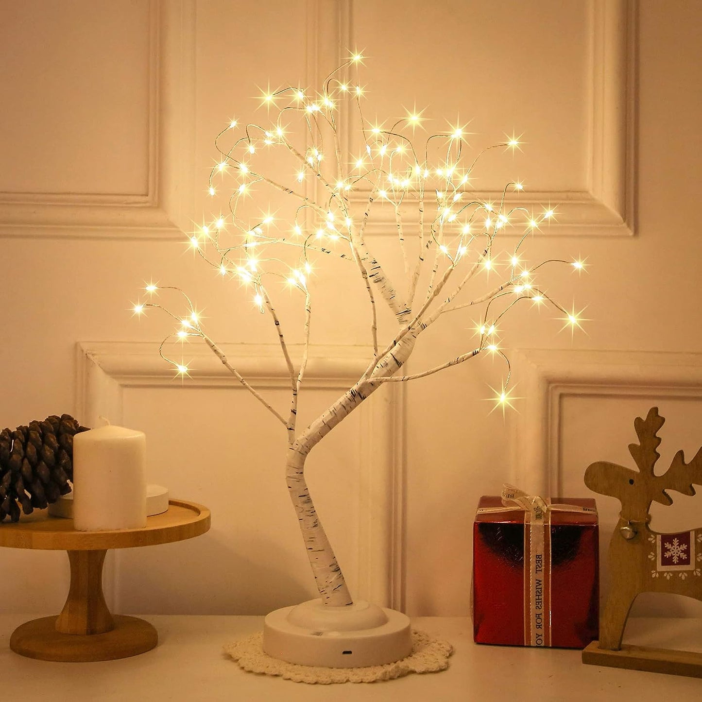 108 LED Birch Tree Lights Artificial Tabletop Fairy Tree Lamp Eight Lighting Modes USB or Battery Operated with Timer Decor for Bedroom Living Room Wedding Christmas Easter