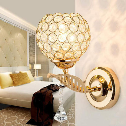 Modern Style Crystal Wall Light Living Room Corridor Balcony Lamp Wall Sconce Crystal Light Compatible with Home Ligting, Wall Art Light Round Modern Bedside Wall Ligs Dining Room Hallway Lig Fixture with E27 Socket (Bulb NOT Included)