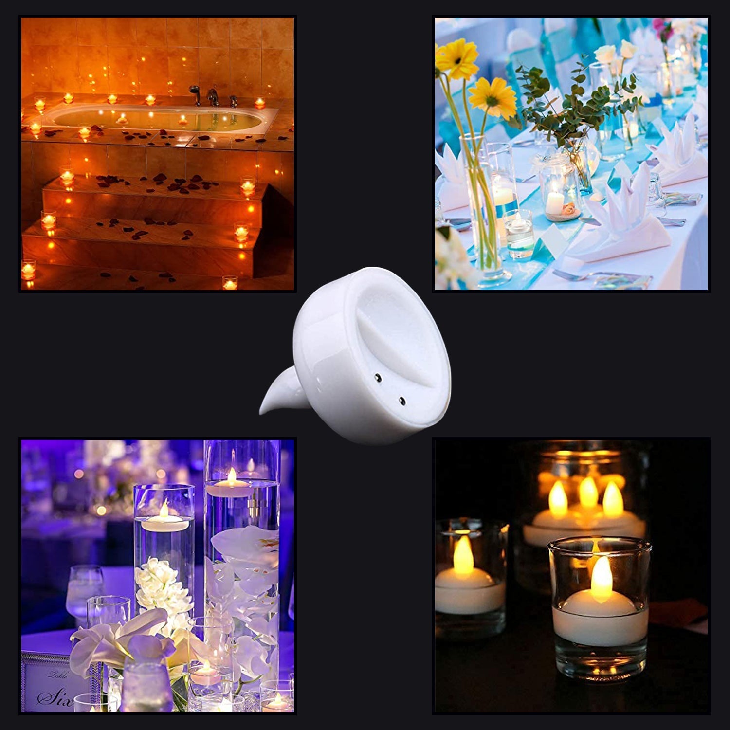 6439 Set of 12 Flameless Floating Candles Battery Operated Tea Lights Tealight Candle - Decorative, Wedding. 