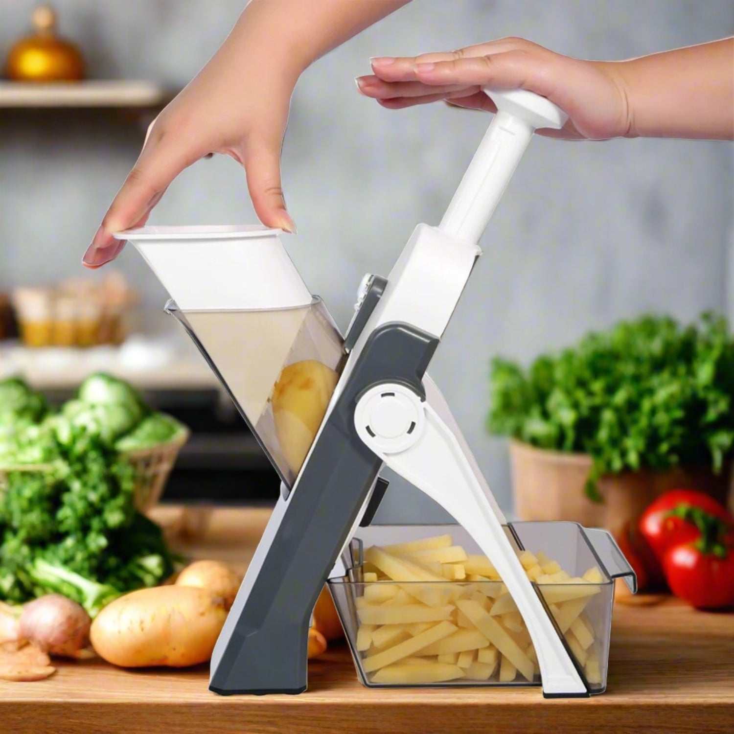 2803 Multi functional Time Saving Adjustable Hand Press Vegetables Chopper 