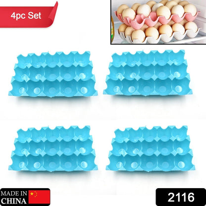 15 Cavity Plastic Egg Tray Egg Trays for Storage with 15 Eggs Holder (4 Pc Set)