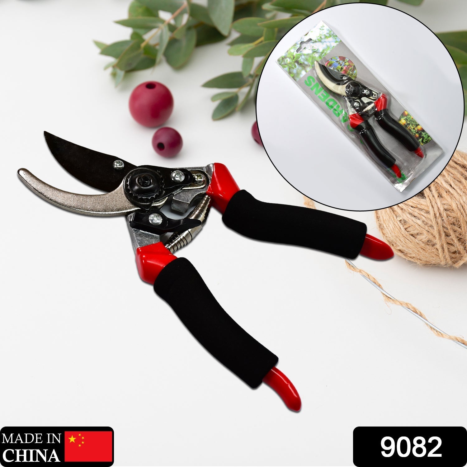 9082 21Cm Red GARDEN SHEARS SHARP CUTTER PRUNERS SCISSOR, PRUNER. 