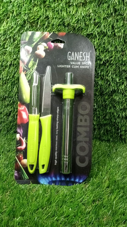 8135 Ganesh 3pc Lighter Cum knife and peeler. 