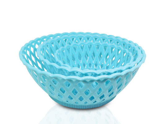 2088 Multipurpose Round Storage Plastic Basket Tray (3pcs) 