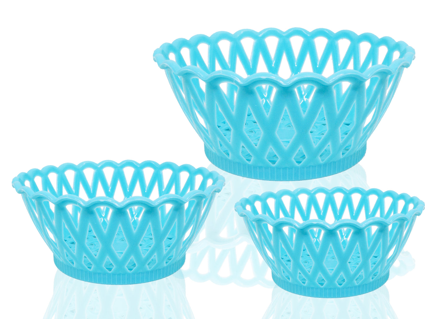 2088 Multipurpose Round Storage Plastic Basket Tray (3pcs) 