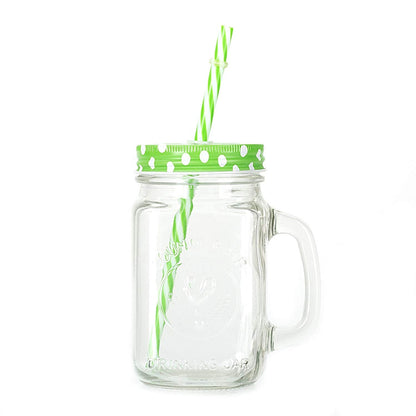 760 Drinking Cup/Glass/Mug Mason Jar with Handle & Straw 