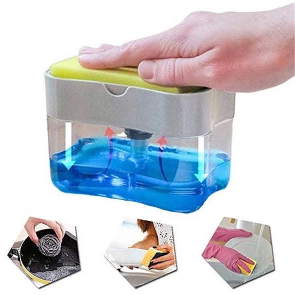 1264 2-in-1 Liquid Soap Dispenser on Countertop with Sponge Holder 