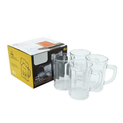 2409 Unbreakable Drinking Plastic Type Glass Set, Beer Mug, Set of 4 PCs, Transparent 