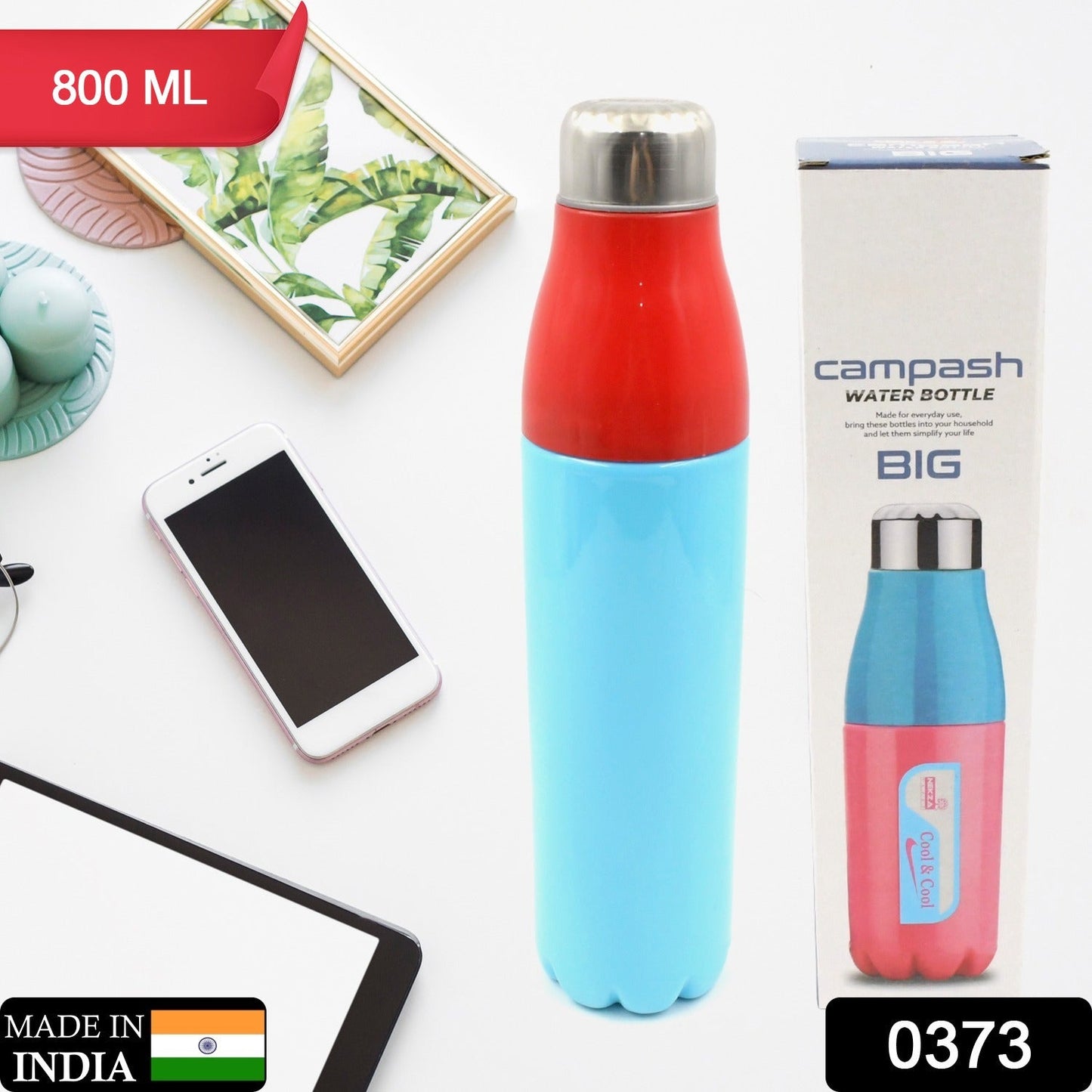 Cool Water Bottle (800ml): Reusable, Perfect for Office, School, Sports