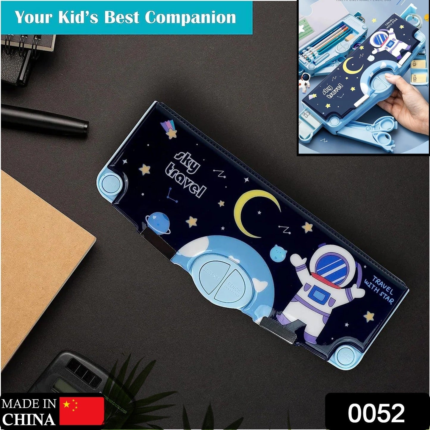 Multifunctional Pencil Box for Kids, Space Pencil Box For Boys, Kids Pencil Box for Boys & Girls, Magnetic Pencil Box for Boys, Pop up Pencil Box, Space Theme Return Gifts for Kids (Space Pencil Box)