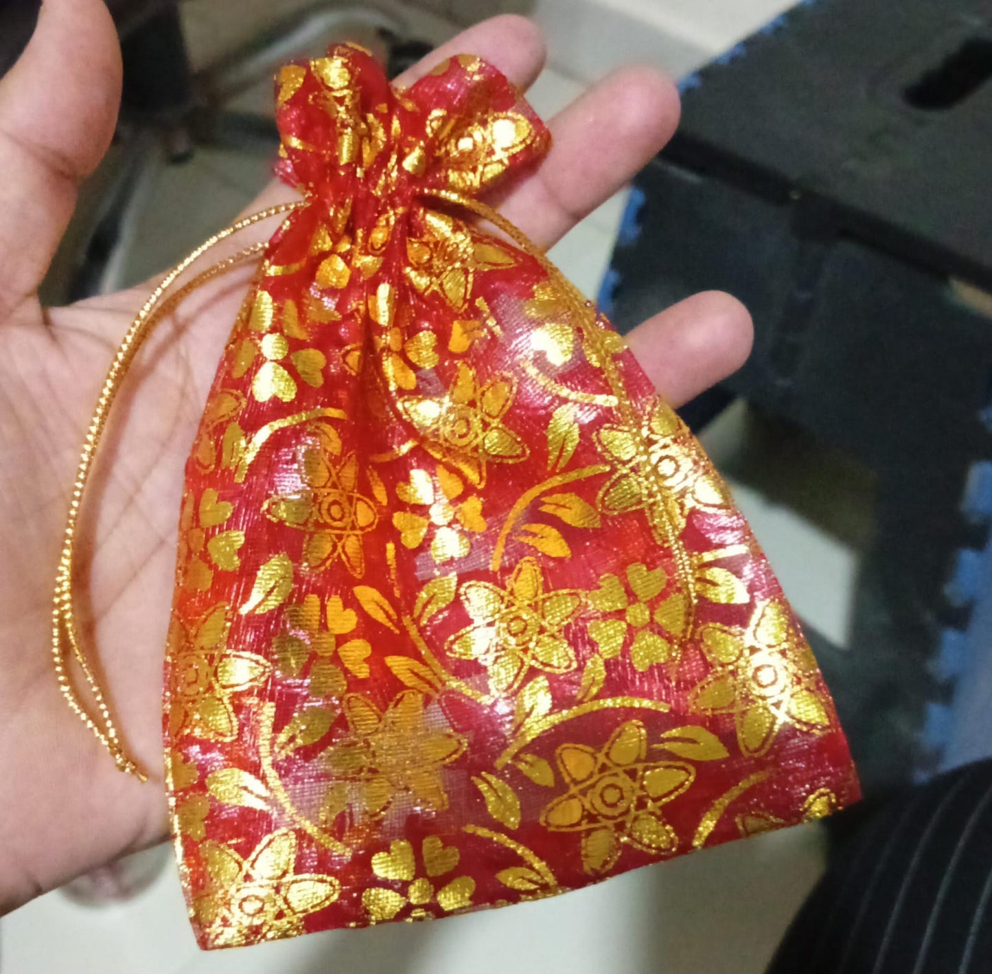 Net Fabric Drawstring Pouch for Dry Fruits Packing, Organza Shagun Potli Baba, Wedding Party Favor Gift Bags (Mix Size)