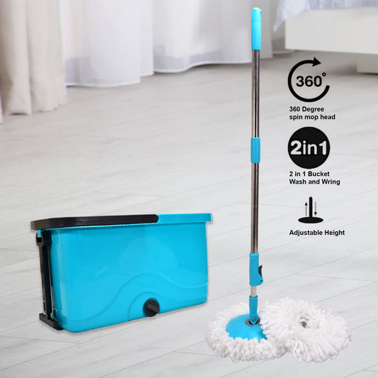 QUICK SPIN MOP PLASTIC SPIN, BUCKET FLOOR CLEANING, EASY WHEELS & BIG BUCKET, FLOOR CLEANING MOP WITH BUCKET