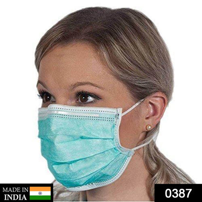 387 Plastic Disposable Ear Loop Elastic 3 Layer Face Mask (Blue) 