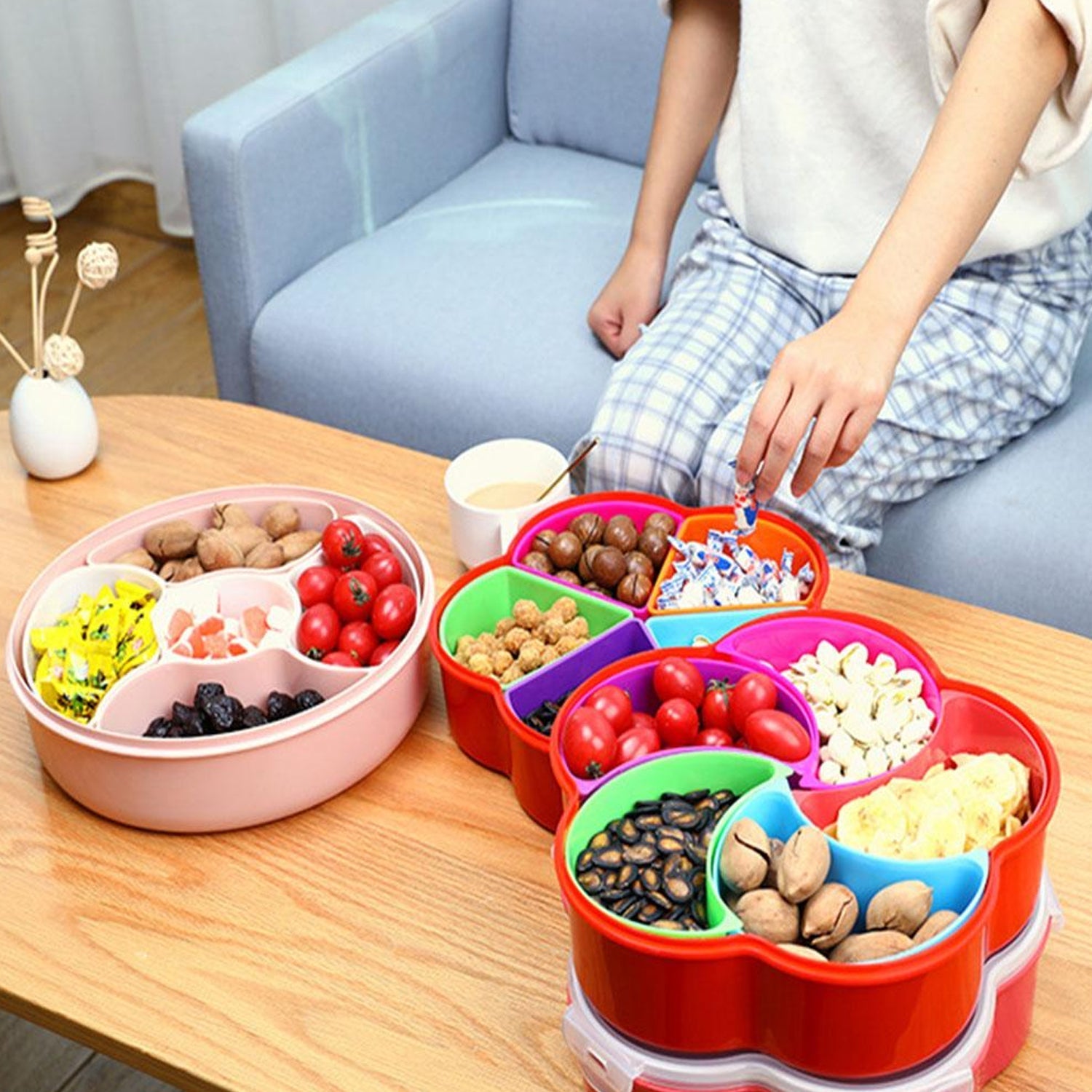 2863 5Compartments Party Food Storage Snack Nuts Box For Peanuts Fruits and Candy Box For Home & Kitchen Use 