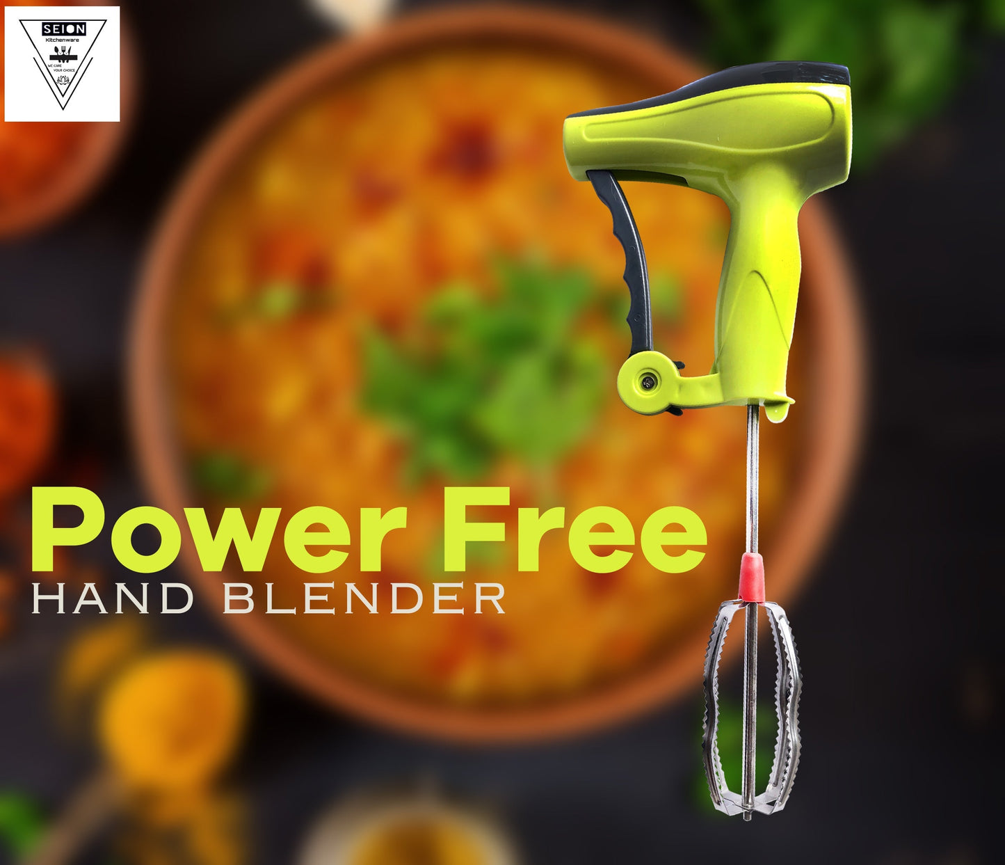 0723 Power-Free Manual Hand Blender With Stainless Steel Blades 