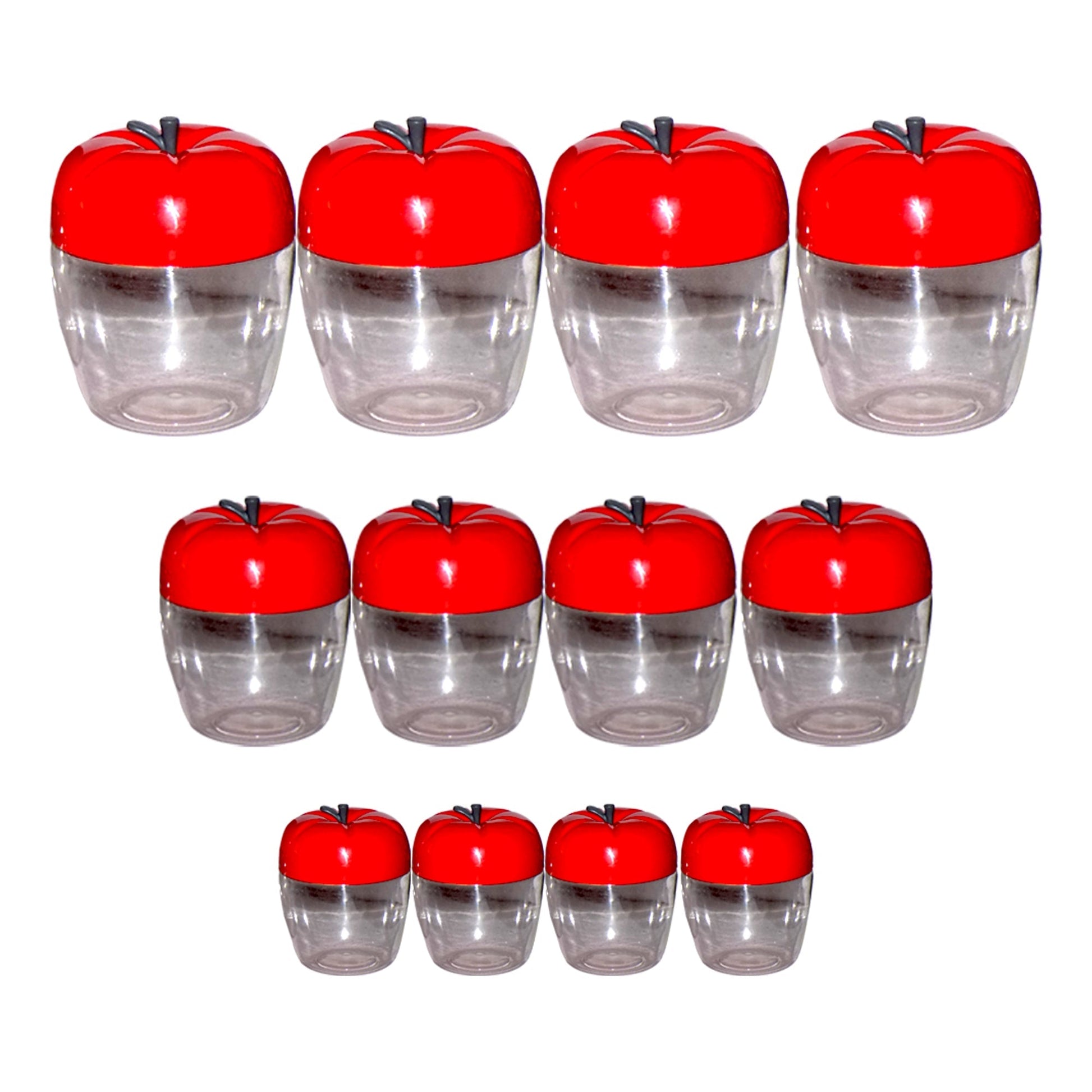 2274 Air Tight Apple Shape Storage Container - 500 ml, 800 ml and 1500 ml (4 Pcs Each Size, 12 Pcs) 