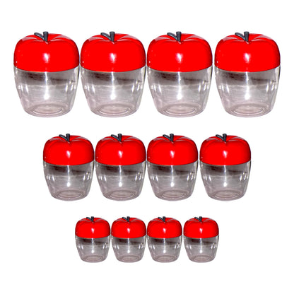 2274 Air Tight Apple Shape Storage Container - 500 ml, 800 ml and 1500 ml (4 Pcs Each Size, 12 Pcs) 