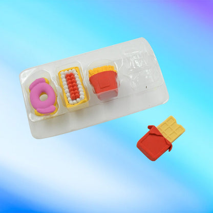 4322 Multicoloured Eraser/ Coke Eraser/French Fries Eraser/Burger Eraser/Icecream Eraser for Kids/Eraser for School sturdent & Best for Birthday Return Gift/Party Gift (Mix Design 1 Set)