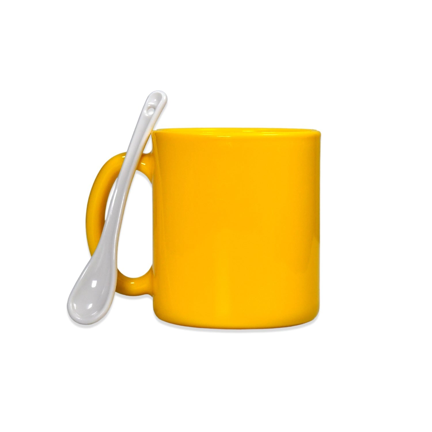 4948 Yellow Coffee Mug With Spoon Ceramic Mugs to Gift your Best Friend Tea Mugs Coffee Mugs Microwave Safe. 