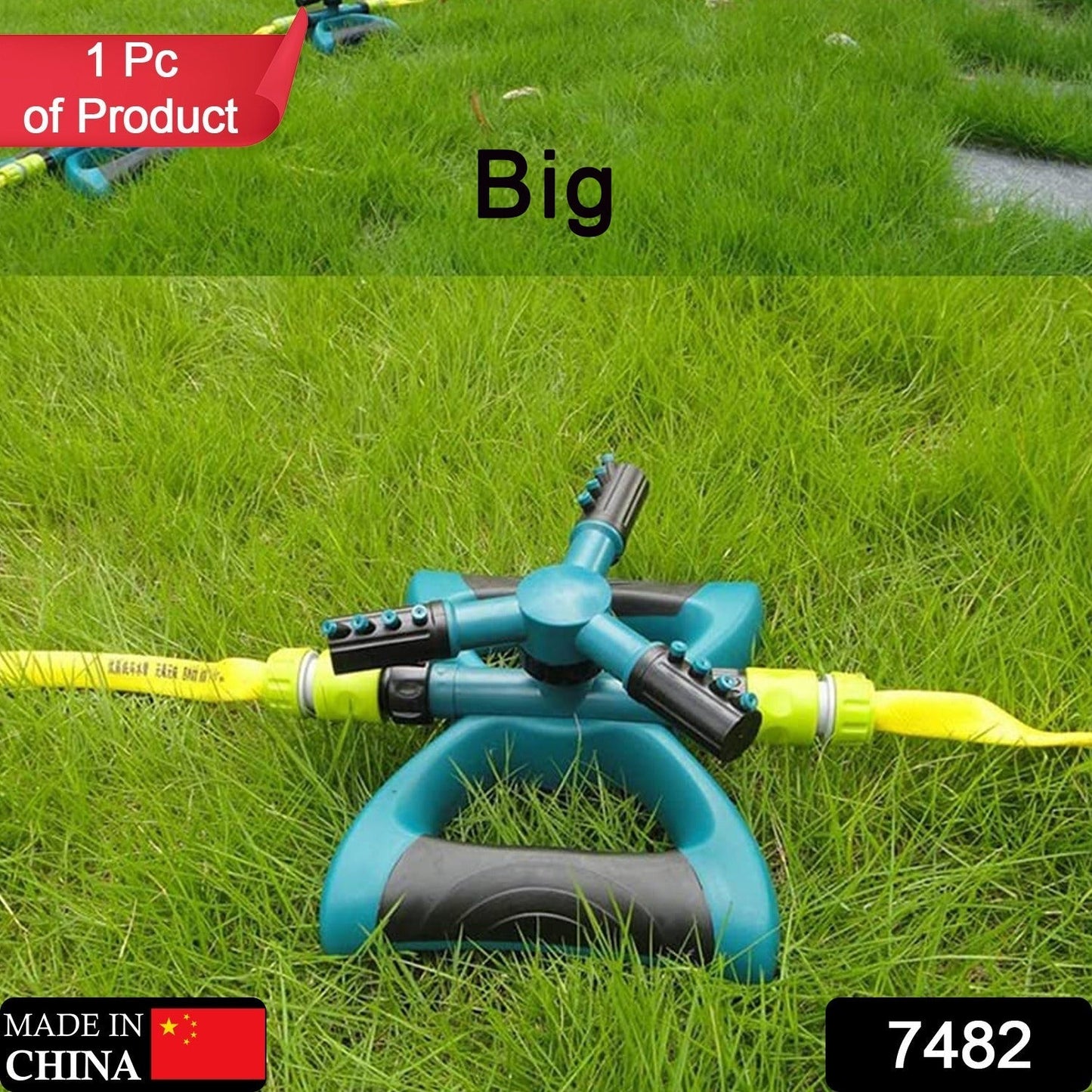 7482  360 Degree 3 Arm Sprinkler for Watering Garden and Lawn Irrigation Yard Water Sprayer 