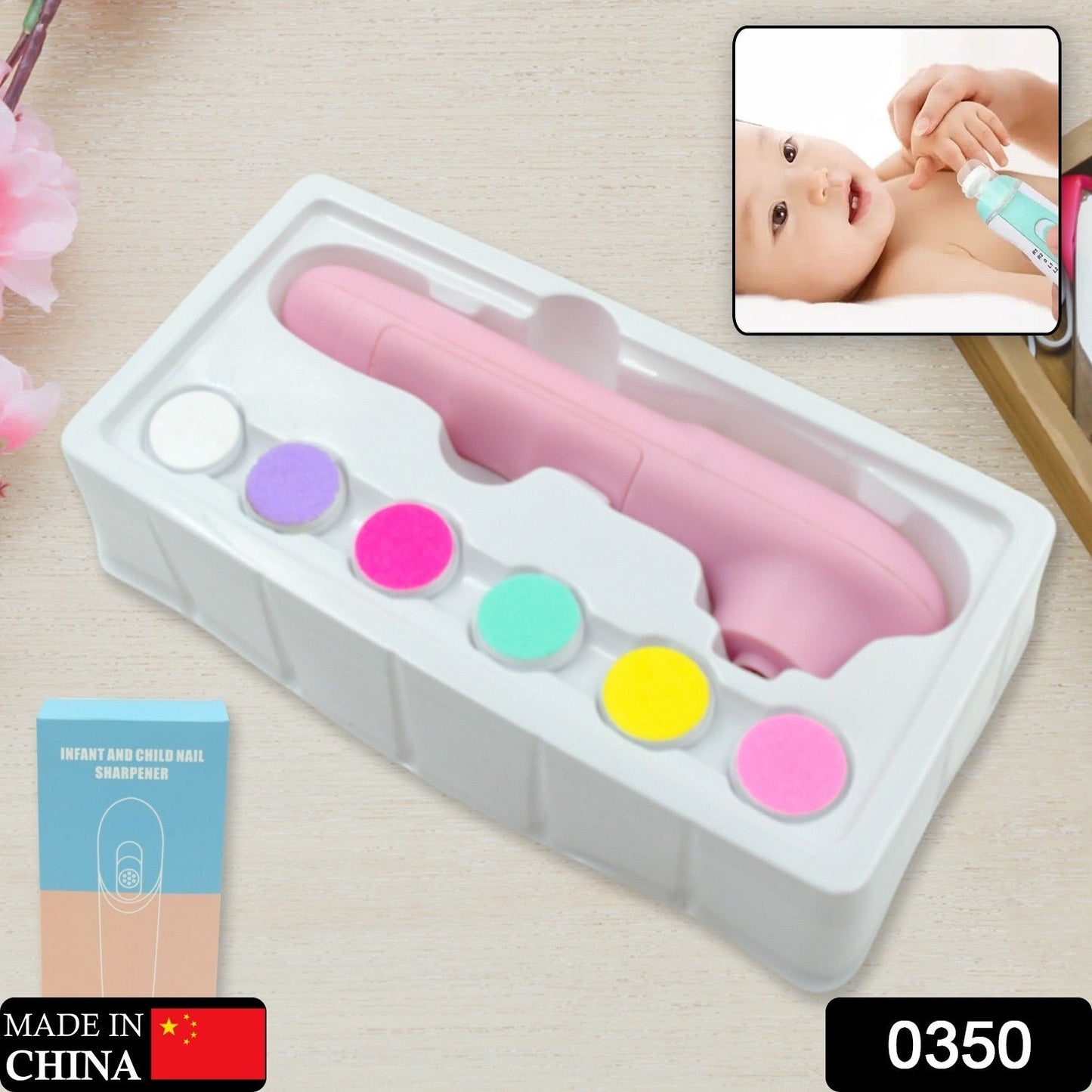 0350 6 in1 Electric Manicure Nail Sharpener for Babies and Children Baby Nail Cutter Manicure with 6 Grinding Heads, Electric Baby Nail File Electric Nail Clipper Toddler Nail Scissors Dropshipping