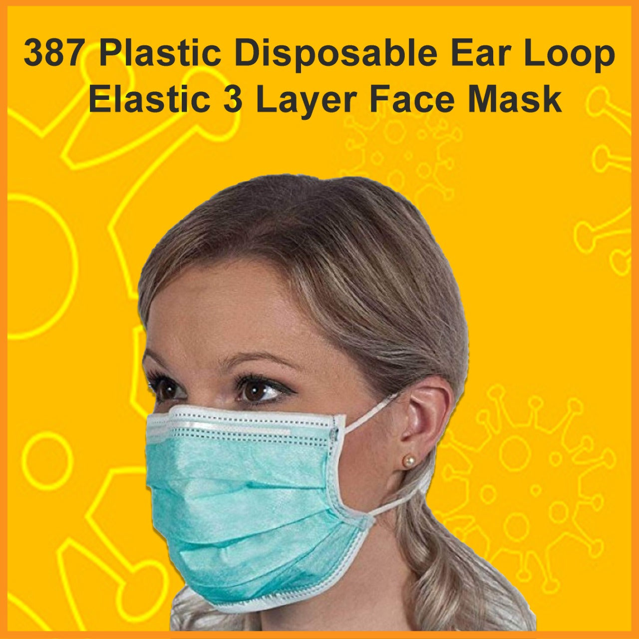 387 Plastic Disposable Ear Loop Elastic 3 Layer Face Mask (Blue) 