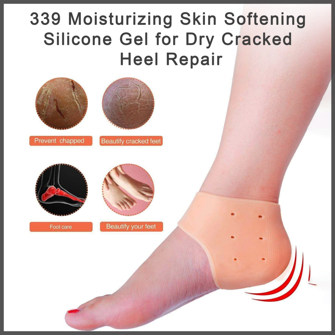 339 Moisturizing Skin Softening Silicone Gel for Dry Cracked Heel Repair (Multicolour) Adodin