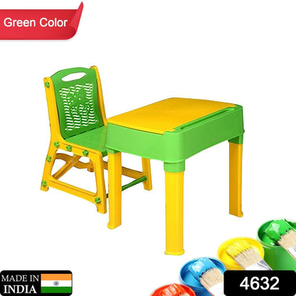 4632 Study Table with Chair Set use for Study| Laptop| |Desk| Class Room |Study Room| School | kids table and chair, Plastic Study Table (Yellow and Green)