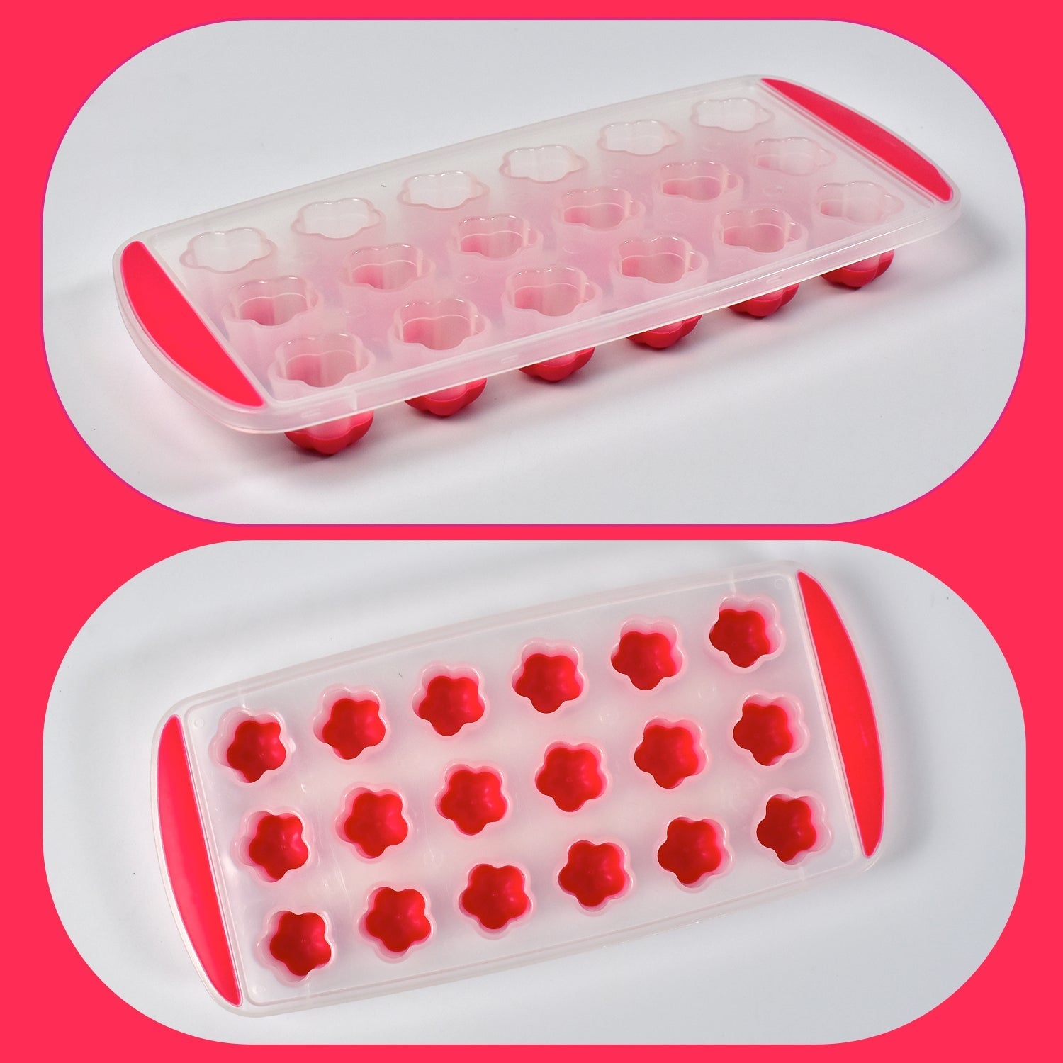 7165 Ice Mould Flower Shape 18 Cavity Mould ice Tray Sphere ice Flower Mould Small ice Flower Tray Mini ice Cube Tray 