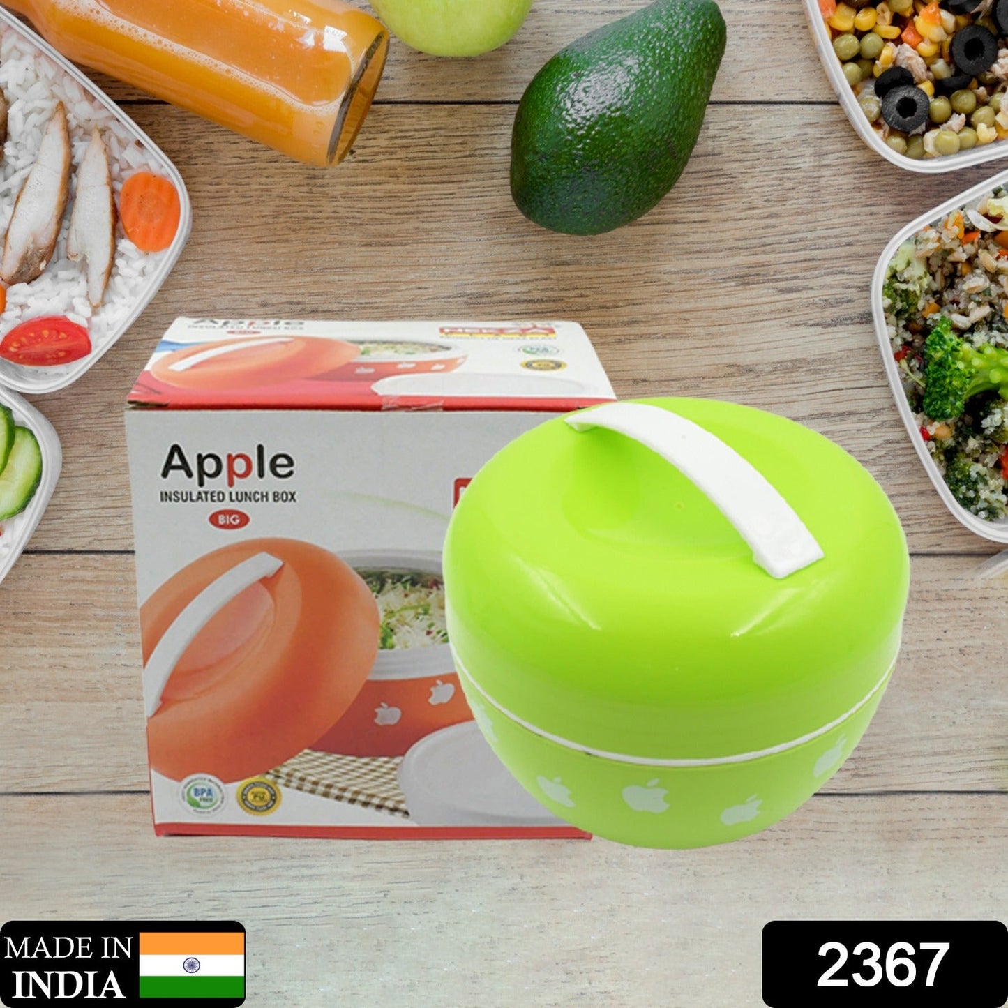 2367 Big Apple Shape Carry Case Lunch Box Apple Fruit Storage Container Apple Keeper for School Kids, Office, Picnic, Apple Insulated Lunch Box/Lunch Ideal for Return Gift/Diwali Gift/Employee Gift