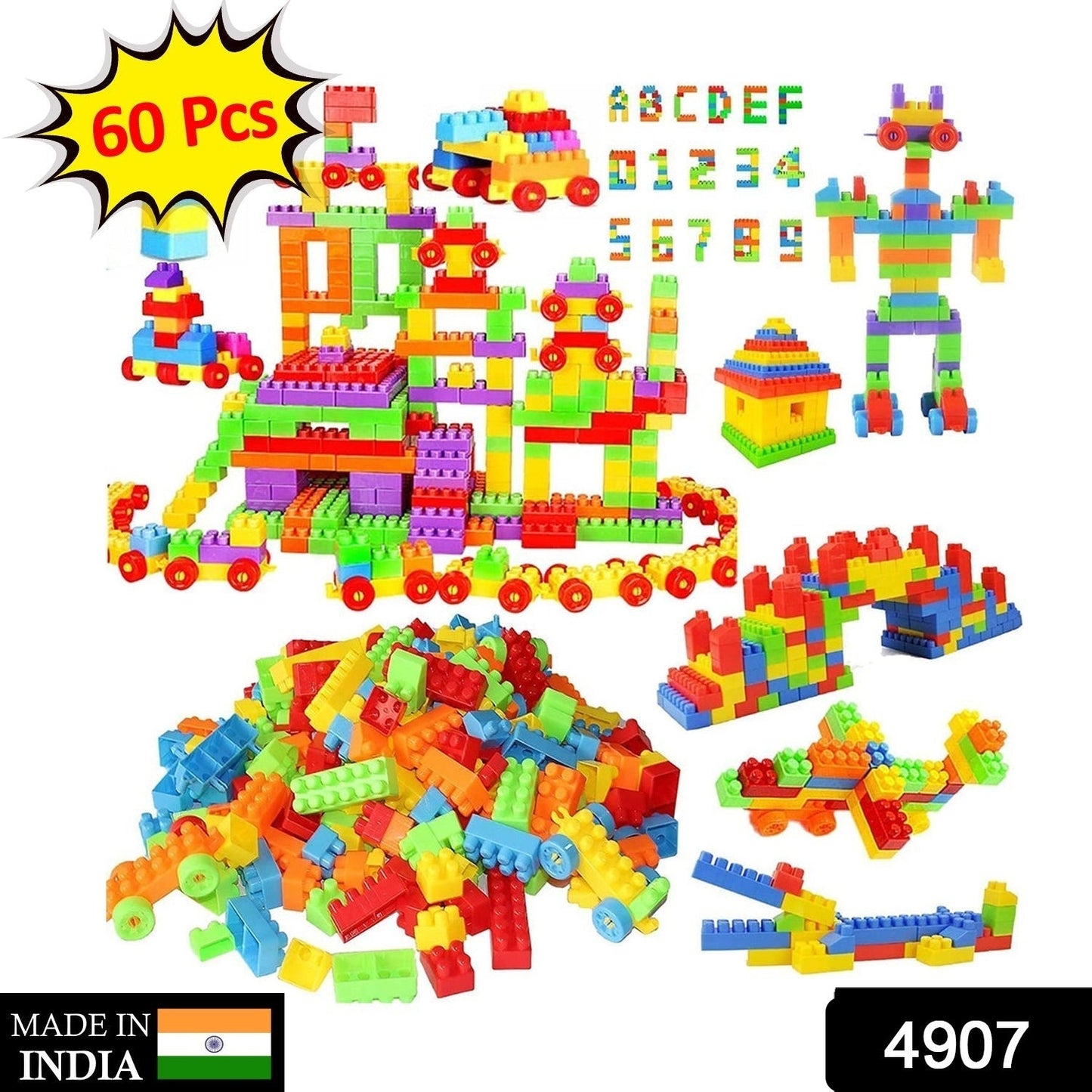 4907 Building Blocks 60 Pc widely used by kids and children for playing and entertaining purposes among all kinds of household and official places etc.